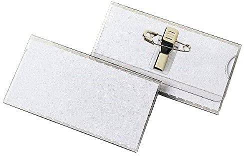 VELOFLEX 2018000 - Namensschild Velocard 60 x 30 mm, mit Clip und Nadel, 25er Packung, transparent