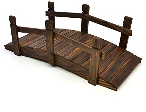 Nexos kleine Holzbrücke Teichbrücke Teich Garten Holz Deko Brücke mit Geländer braun