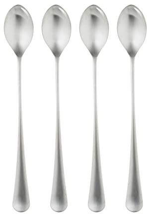 Robert Welch Radford Satin Long Handled Spoon, Set of 4. Suitable for Latte, jam and ice Cream. Made from Stainless Steel. Dishwasher Safe.