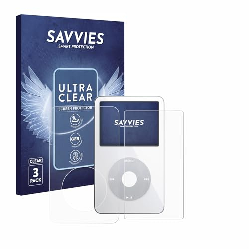 savvies Protection Ecran pour Apple iPod Classic Video (Avant+Arrière) (6 Pièces) - Film Protection Ultra Clair