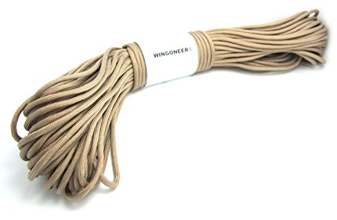 WINGONEER Paracord 550 4 mm, mit 7-strängigem Kern, 550 lbs, 100 Fuß (31 m), 100% Nylon, ideal für kreatives Basteln, Camping, Outdoor, Survival – beige