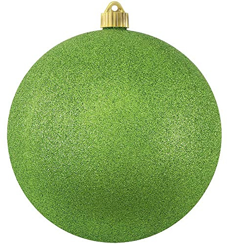 Christmas By Krebs 8 (200mm) Lime Green Glitter [1 Piece] Extra Large Solid Oversized Huge Big Outdoor Plastic, Water Resistant Ball Ornament Hanging Tree Decorations