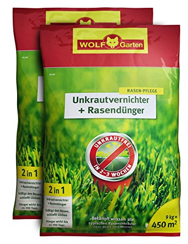 WOLF-Garten SQ 450 Unkrautvernichter plus Rasendünger 2x9kg für 900m²