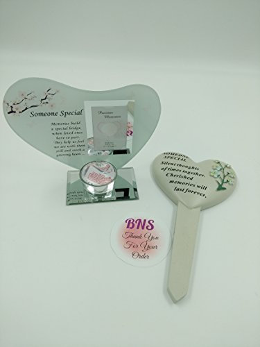 David Fischhoff Someone special memorial white tealight holder and garden/grave stake bundle