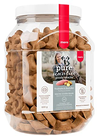 MERA Pure Sensitive Goody Snack Truthahn und Kartoffel (600g), gesunde Leckerlis für Sensible Hunde, Hundesnack glutenfrei für Training und Belohnung