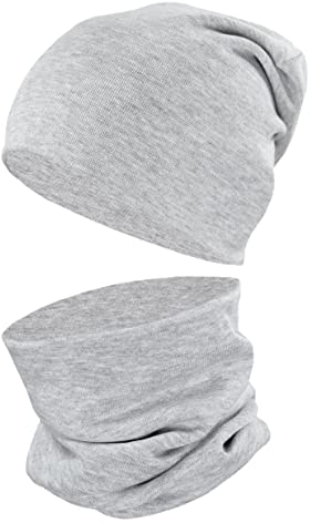 TupTam Mütze und Schal Kinder Set – Weiches Schal Mütze Set Kinder für Herbst und Winter, Farbe: Grau Meliert, Größe: 52-56
