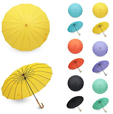 ww homes whinge stick umbrella bamboo handle (yellow)