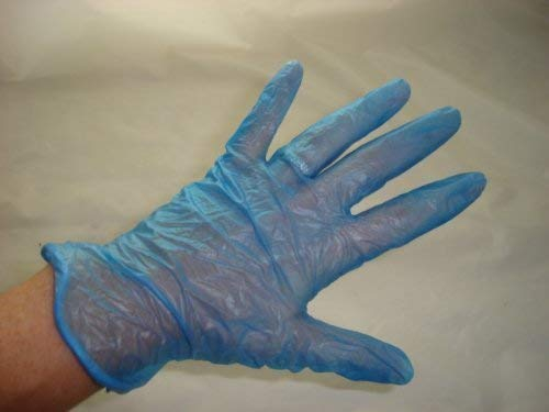 We Can Source It Ltd - Vinyl Powder Free Disposable Gloves - Box of 100 Blue Examination Gloves, Small Size Catering Gloves