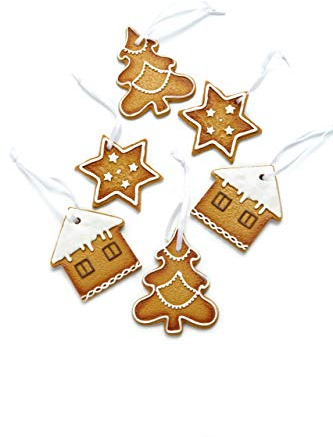 Heitmann Deco Christbaumschmuck Lebkuchen mit Zuckerguss - Verschiedene Motive Weihnachtsdeko - 12-teilig