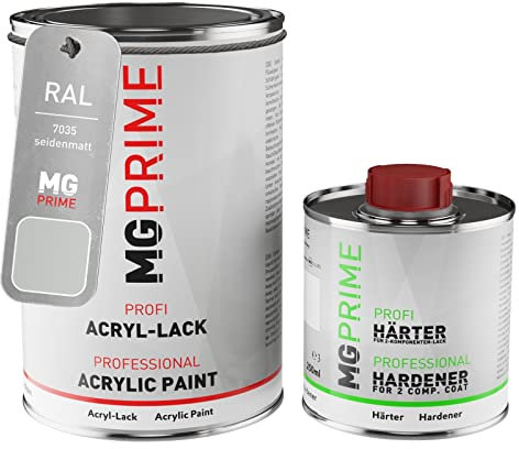 RAL 7035 Gris clair/Light grey mat satiné peinture acrylique 1,5 Litres / 1500 ml durcisseur inclus