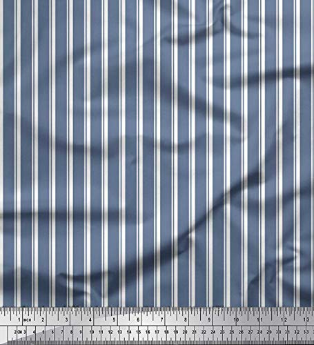 Soimoi Blau Baumwolle Batist Stoff gestreift Streifen Stoff Meterware 42 Zoll breit