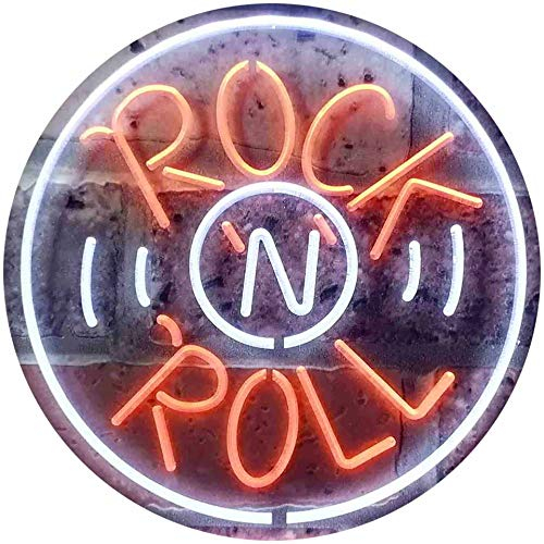 ADVPRO Rock and Roll Music Bar Illuminated Dual Color LED Barlicht Neonlicht Lichtwerbung Neon Sign Weiß & Orange 300 x 210mm st6s32-i0489-wo
