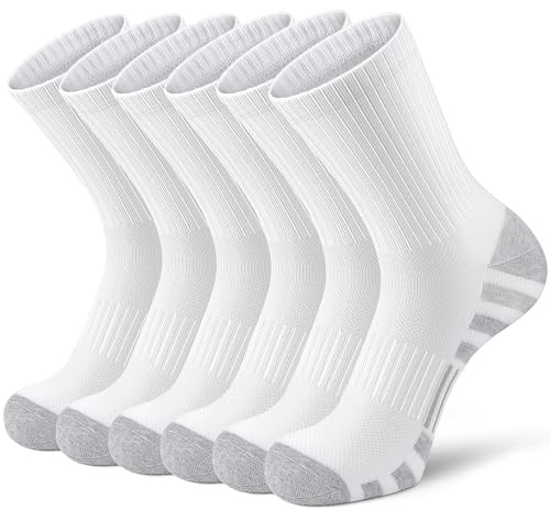 Airacker Athletic Socks Sport Running Calf Socks Performance Cushioned Breathable Crew Socks for Men Women(6 Pairs)