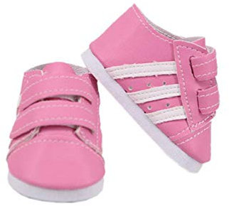 Aeromdale Puppenschuhe, gestreifte Sneaker, lässige Lazy Schuhe für 18-Zoll-amerikanische Puppen, Rosa, 1 Paar