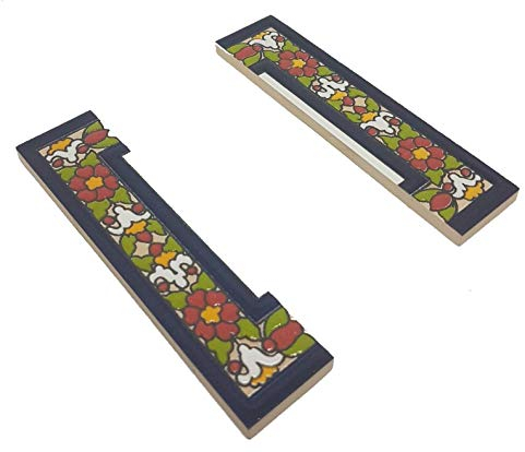 Lot de 2 dalles en céramique pour numéro de maison Motif floral espagnol