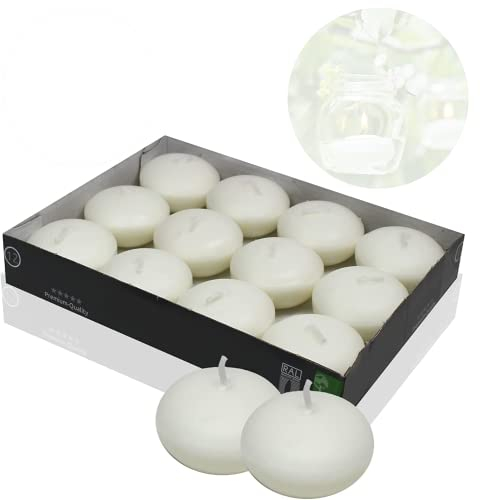 Candelo 12er Set Schwimmkerzen ohne Duft - Schwimmteelichter Weiß - Kerze schwimmbare Dekoration - Teelichter - 4 Std Brenndauer - Schwimmlichter