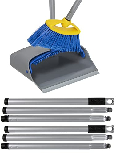 Broom with Dustpan Combo Set - Made in Italy, Broom and Dustpan Set with Long Handle | Durable Dust Pan & Broom Set for Home, Office & Commercial Cleaning