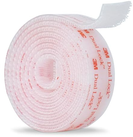 3M Dual Lock Cinta Adhesiva de Doble Fina Extra Fuerte Resistente 1 Rollos | 25 mm x 1,9 m Color Transparente, con Cierre Resellable con Forma de Hongo Entrelazado, para en Interiores y Exteriores