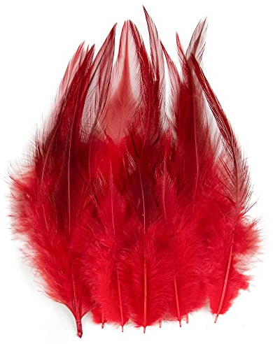 200pcs 5-7 Inches Red Saddle Hackle Rooster Feather for Crafts Natural Pheasant Neck Feathers DIY Pendant Earrings Dream Catcher