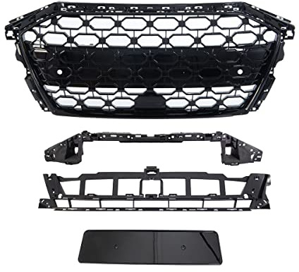 Wabengrill Kühlergrill Schwarz Glanz + Zubehör kompatibel für Audi A3 8Y ab 2020 außer RS3 DM Autoteile 4225