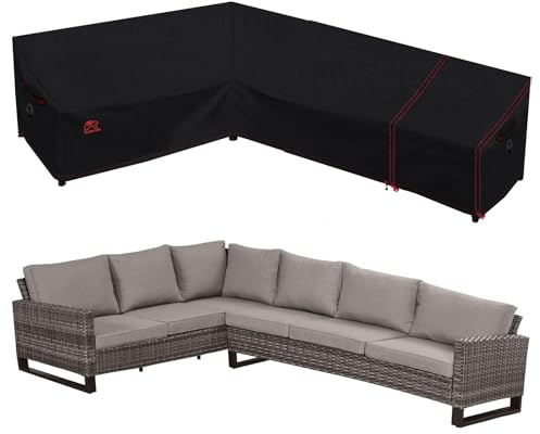Turtle Life Housse de canapé de jardin forme de L - Imperméable - Pour canapé d'angle - Noir - 228 cm + 300 cm (droite)