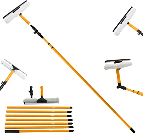 3.5m Telescopic Heavy Duty Window Cleaner for Window and Glass Cleaning Extendable Long Squeegee Head Conservatory Pole