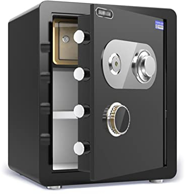 UYSELA Feuerfester Tresor,45 cm mechanischer Dual-Security-Stahl-Tresorschrank,Zahlenschloss-Tresor für Ausweispapiere,A4-Dokumente,Juwelen-Tresorschrank (Farbe: Weiß) (Schwarz)