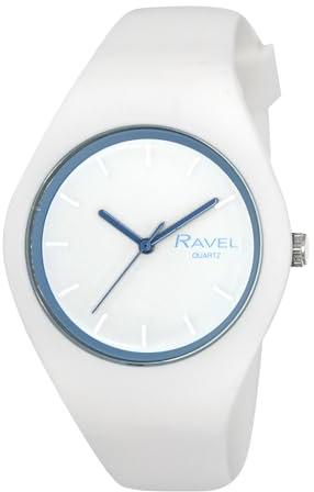 Ravel - Reloj Unisex con Correa de Silicona con Contraste de Ajuste cómodo y Fino - Cuarzo analógico - R1804
