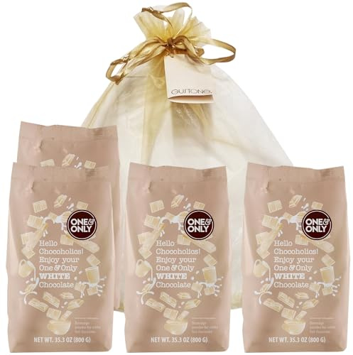 GUSTONE. One&Only Trinkschokolade - White Chocolate - 4 x 800g Geschenkset | Kakaopulver mit professioneller Rezeptur für die Gastronomie, einfach lecker, für viele Getränkekreationen verwendbar