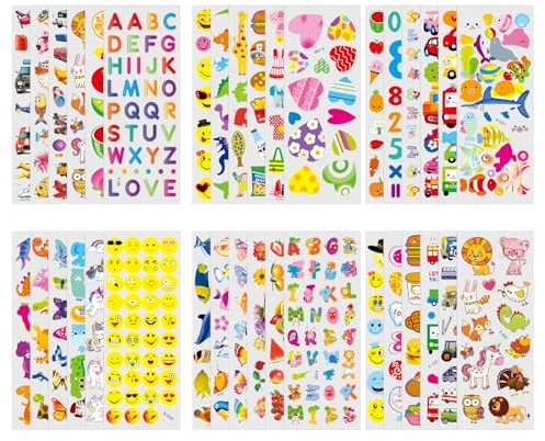 Vicloon 3D Aufkleber für Kinder - 36 Blätter mit Lebendigen Designs für Jungen, Mädchen und Lehrer als Belohnung