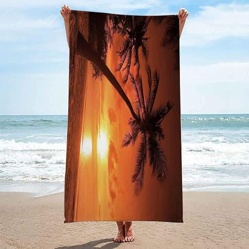 okoikfc 3D Strandtuch 80x160 cm Palme Badetuch Groß Palme Microfaser Handtücher Weich Schnell Trocknen Strandhandtuch Herren Frauen Badetücher, Strandtücher Strandlaken Handtuch A1298