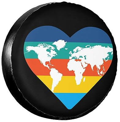 Reserveradabdeckung Heart of Isl-Karte Reifencover Uv-Schutz Ersatzrad Abdeckung Passend Radschutzhülle Für SUV Alle Reifentypen Auto L