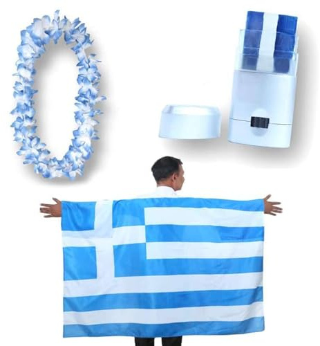 Sonia Originelli Fan-Set Griechenland Fan-Set 11 - Griechische Fanartikel EM WM Fußball Party Karneval