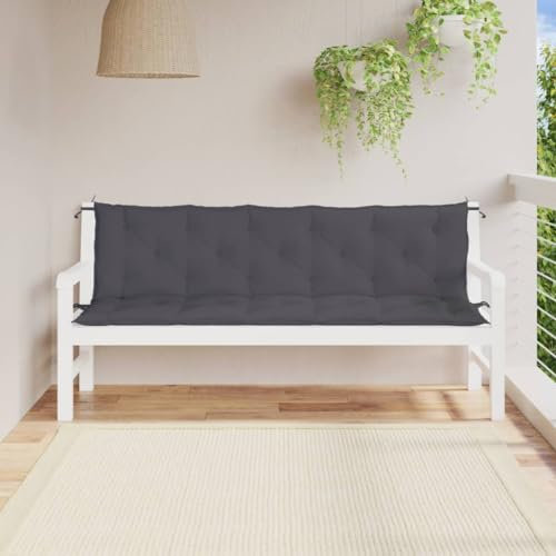 LAPOOH Gartenbank-Auflagen 2 STK. Anthrazit 180x50x7 cm Oxford-Gewebe, Terrassenmöbel, Wetterfeste Bank, Outdoor Bank, Parkbank, Garten Banken, Deko Bank, Gartenmöbel - 361716