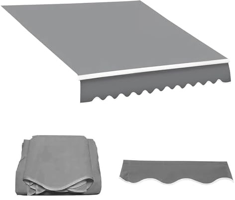 WHLAMZ UV-beständig Markisenbespannung Polyester Markisentuch Mit Volant Für Balkon Veranda 5x2.5m (ohne Rahmen)