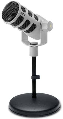 Rode Podmic USB XLR Dynamisches Sprecher-Mikrofon Weiss mit keepdrum MS032 Tisch-Stativ