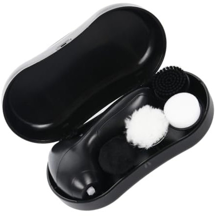 BESTYASH Polisseuse Électrique pour Chaussures en Cuir et Paquet, Brosse de Cirage Portable en Abs, 1 Set 4 Embouts, Noire, pour Entretien Rapide à Domicile Couleur Aléatoire