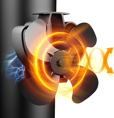 Dancial Ventilador Magnético para Estufa Ventilador de 4 Aspas para Estufa de Leña Alimentada por Calor de Chimenea Ecológica Adecuado para Quemador de leña/Troncos/Chimenea