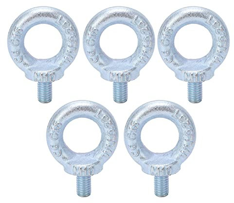 5pcs Boulon d'œil d'épaule de levage électroplatement de zinc blanc Q235 en acier de soulève à anneau d'œil fileté pour industriel (M10)