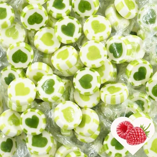 EinsSein Herzbonbons grün-hellgrün-weiß 1kg | Handgemachte Rocks Bonbons einzeln verpackt | Süßigkeiten & Gastgeschenke für Ostern Kindergeburtstag Hochzeit Taufe | Essbare Tischdeko & Mitgebsel