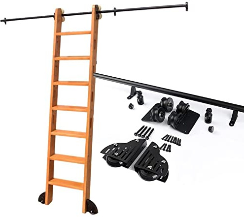 Kit hardware a scala scorrevole da 1,9 m, 7 m, binario di prolunga da 3 m, resistente, per uso domestico e biblioteca, facile installazione