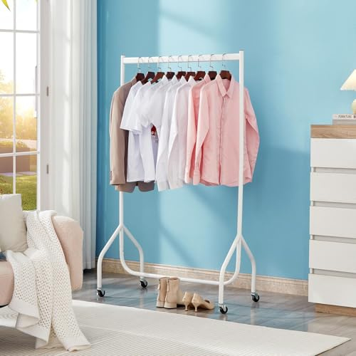 House Of Home 3ft White Heavy Duty Clothes Rail Strong Metal Garment Rack with Wheels Easy to Assemble Collapsible Hanging Rail 95 kg Load Capacity Ideal for Home Retail and Storage