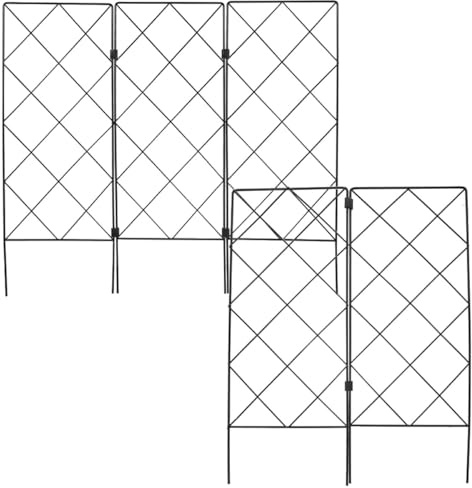 Levemolo Lot de 5 Treillis de Jardin Pliables Noirs 20X53 CM Supports pour Plantes Grimpantes en Extérieur Accessoires de Jardinage pour Pots Treillis pour Vigne et Framboisiers