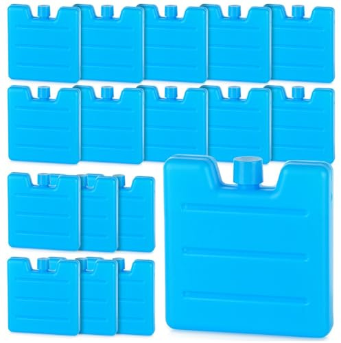 Vilde Juego de 18 acumuladores de frío de 100 ml, elementos de refrigeración pequeños, reutilizables, para frigorífico, bolsa isotérmica, batería de hielo para camping, pícnic, color azul