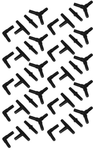 YARNOW 60pcs Aquarium Air Tube Connectors Set Including Straight, T, L, and Y Shaped Plastic Fittings for Oxygen Pump and Air Tube with Sturdy Water-resistant Material for Efficient