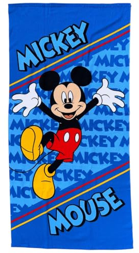CARTOON Toalla de Playa para Niño Topolino 70x140 cm Toalla de Microfibra 100% Poliéster Secado Rápido para Playa y Piscina Azul Disney Idea de Regalo Mickey Mouse