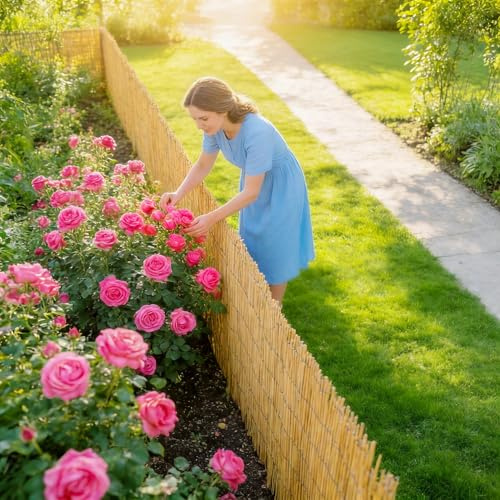 FIVMEN Brise-vue pour jardin - 90 x 300 cm - Avec treillis métallique galvanisé - Naturel - 100 % roseau - Avec serre-câbles - Tapis en paille pour balcon, jardin, terrasse