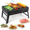 Uten Parrilla de carbón, parrilla plegable portátil ligera para ahumar, parrilla de barbacoa de escritorio pequeño, parrilla al aire libre para camping, picnics, jardín, playa, fiesta, 17 x 11.6 x 2.6