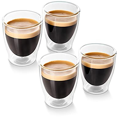 Tchibo 4er Espresso Gläser, Doppelwandig, Modernes Design, heiß und kalt