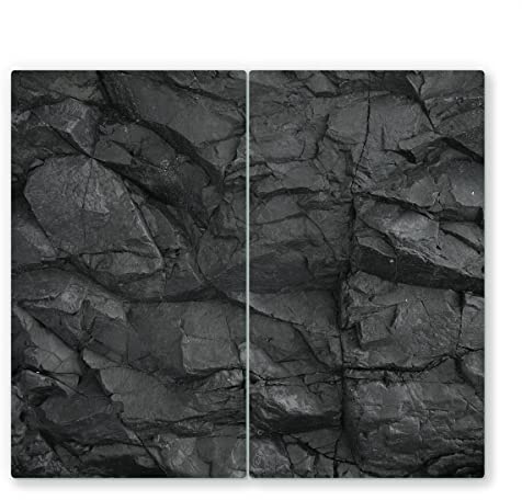 2x30x52cm - Herdabdeckplatte, Herdabdeckung für Glaskeramik-Kochfelder, Gehärtetes Glas, 60x52cm, mehrfarbig, Schneideplatte